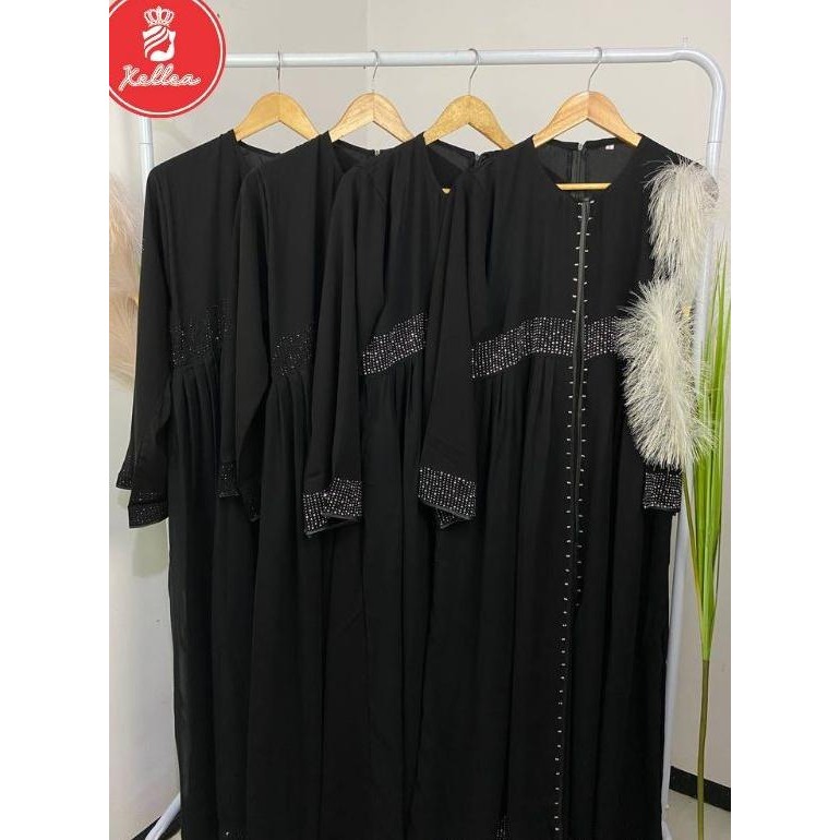 Best Promo, Gamis Abaya Terbaru Turkey Arabian Saudi Bahan Ori Jet Black Premium