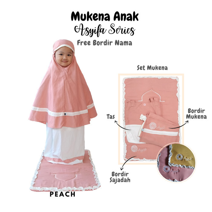 Mukena Anak 1-12Tahun Premium Custom Bordir Nama Asyifa/Mukena Sajadah