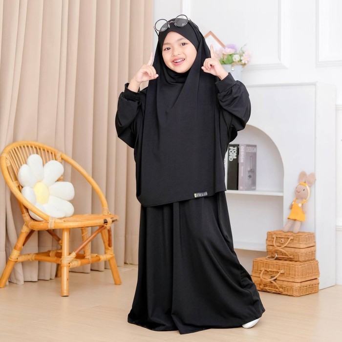 New french khimar aisyah set/set gamis anak perempuan by luthfia kids
