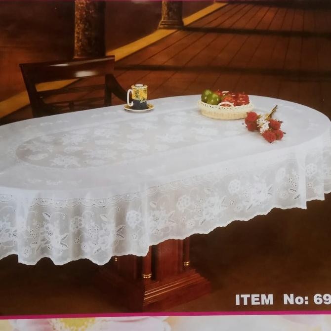 Taplak meja makan oval 4 kursi GM