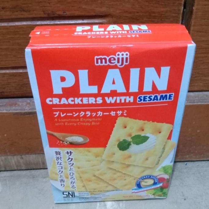 

New Stock !!! Meiji Plain Crackers With Sesame 104 Gr/Krekers Dengan Wijen/Krekers