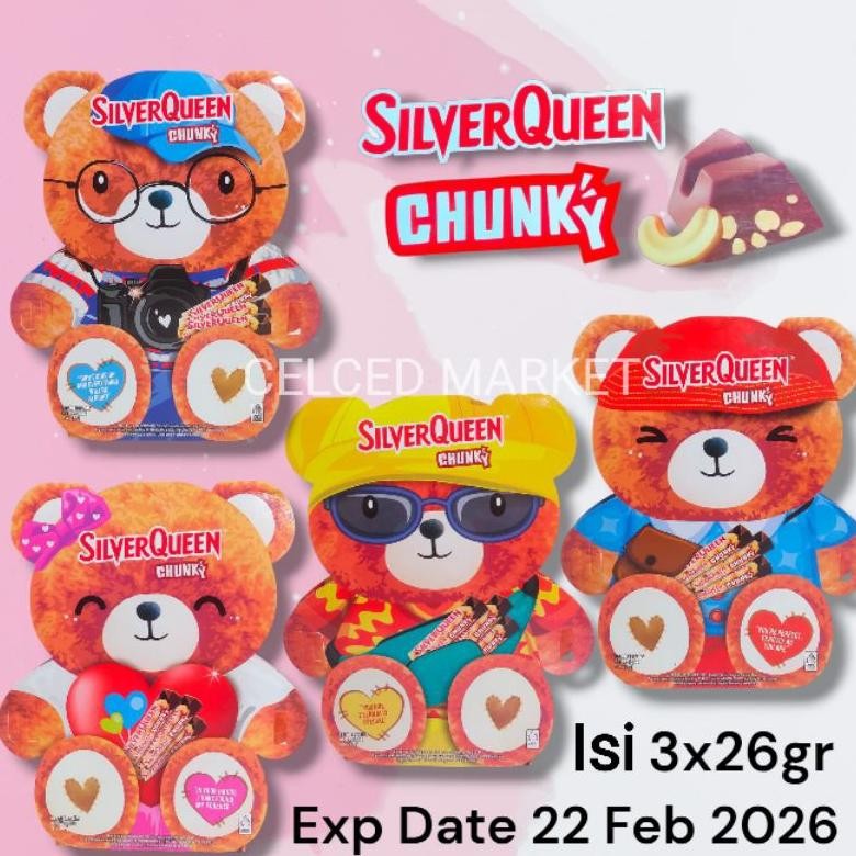 

PROMO SILVERQUEEN Coklat Beruang Bear 1 Pack Isi 3x26gr Chunky Bar Cashew Kado Hadiah Gift Valentine ac-54