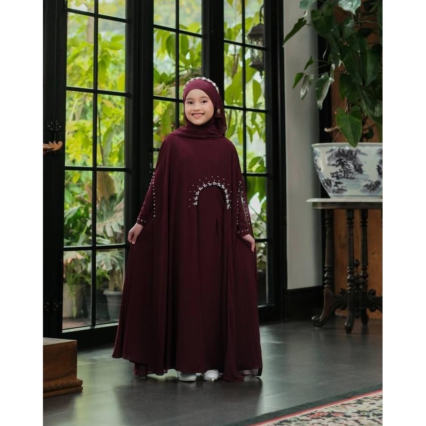 Baju Muslim Anak Perempuan 7-13 Tahun Gamis Abaya Anak Lebaran Modern Kekinian Luna Terbaru