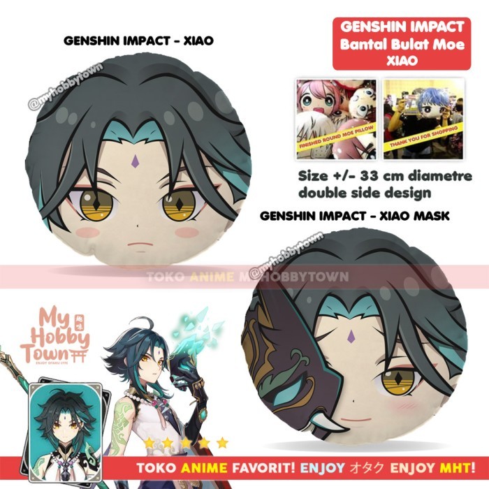Bantal Bulat Moe Anime Genshin Impact : Xiao {TerlarisBest Seller}