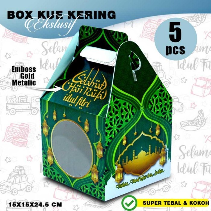 

Limited Dus Kue Kering - Kotak Kue Kering - Box Kue Kering Lebaran Idul Fitri - Isi 2 Toples BL-1 HIJAU - 5 pcs Lebaran