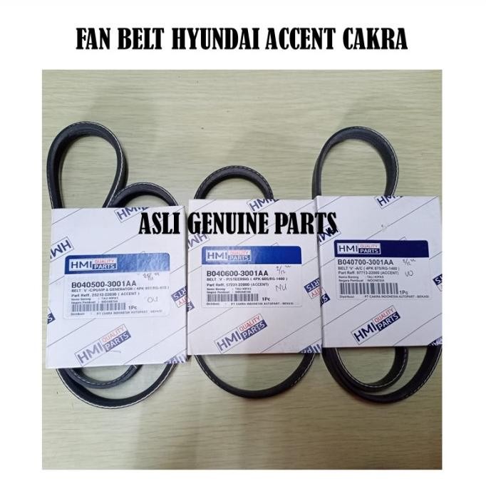 FAN BELT ACCENT CAKRA TALI KIPAS VAN BELT VBELT HYUNDAI ACCENT CAKRA TERLENGKAPP