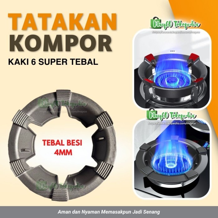 TATAKAN COVER KOMPOR GAS TEBAL ANTI ANGIN KAKI 6 ANTI SLIP LICIN HEMAT