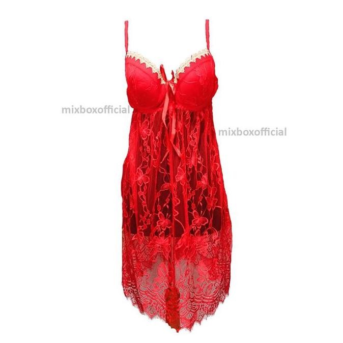 

Lingerie Dress Wanita Brukat Cup Busa Kawat Terbaru Size Xl - Johanna Dress Original