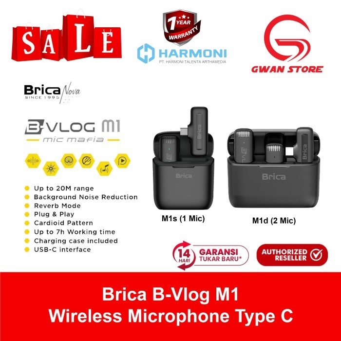 Brica B-VLOG M1 Wireless Clip On Microphone with Charging Case Type C