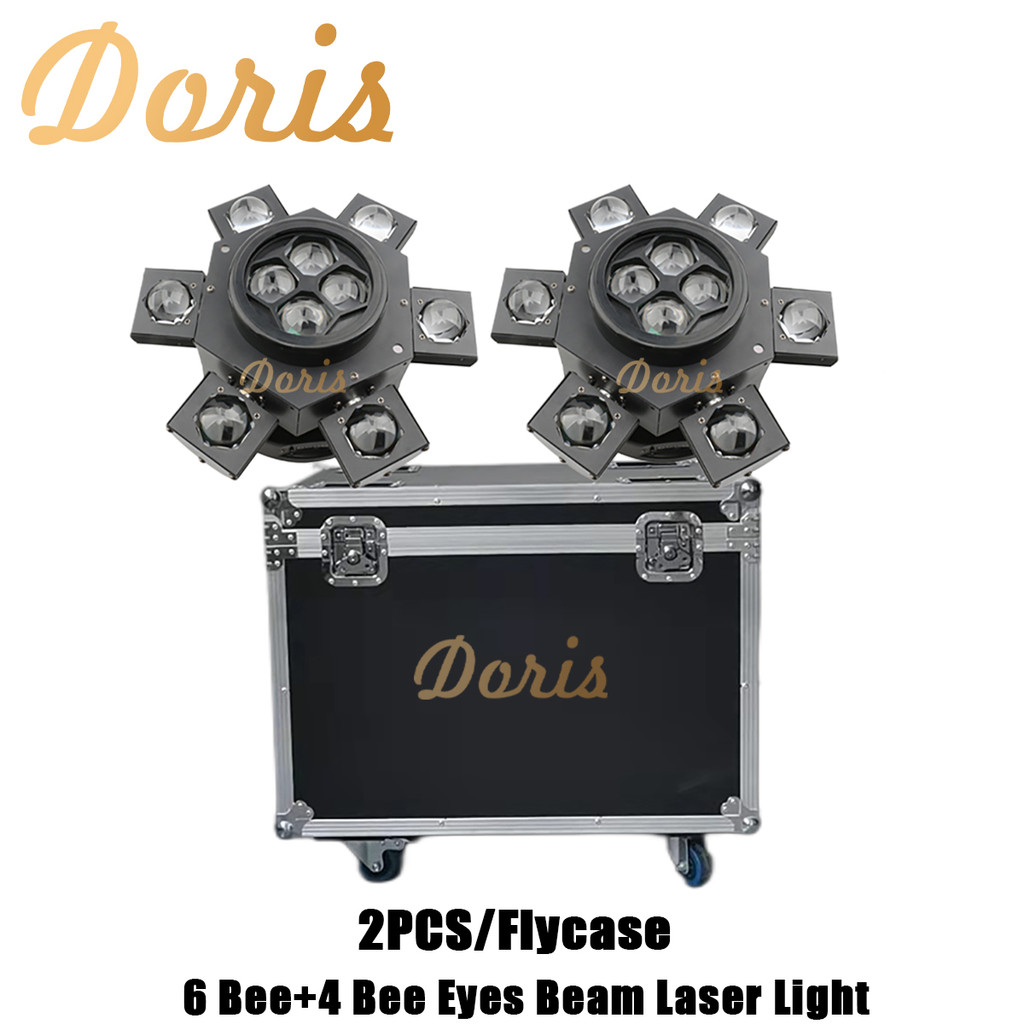 AERO 0 Tax 2Pcs New Style Bee Eye 6 In1 Laser Beam Spider Disco Laser Light With 1 FlightCase Led Mo