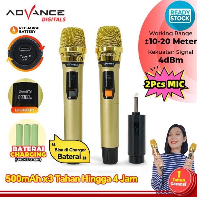 Advance MIC206 Mic Wireless Murah 2 Microphon Mix Karaoke Suara Jernih