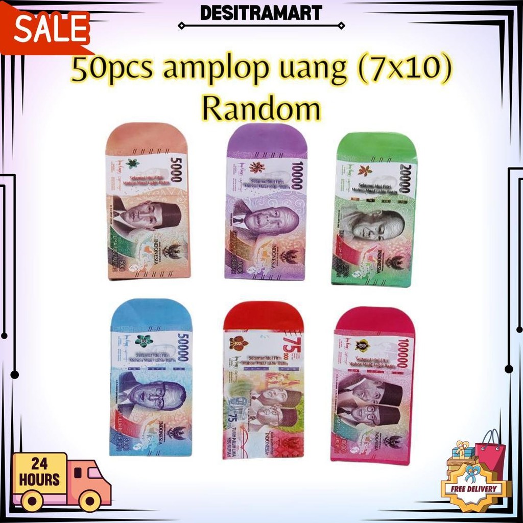 

50 Lembar Amplop Lebaran Idul Fitri Ukuran 7X11 Cm D Terlaris