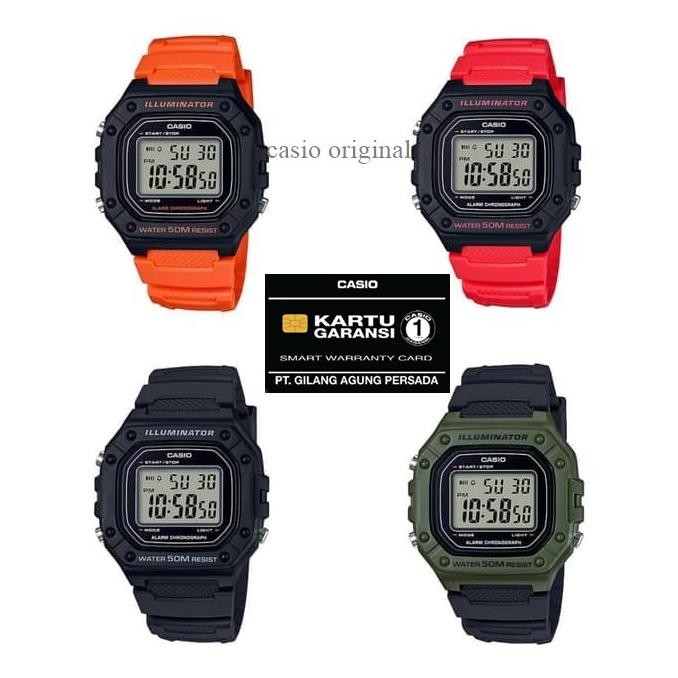 Jam Tangan Casio W-218H-2A W 218H W-218H-1 W-218H-3 W-218H Original Terlaris