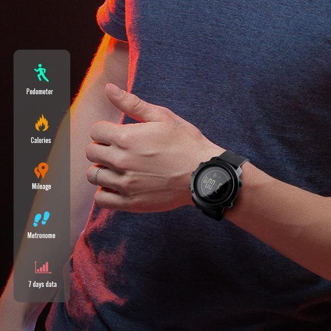 Jam Tangan Pria SKMEI 1427 Digital Sporty Pedometer Calorie Compass Kaca Stainless Stopwatch Waterpr