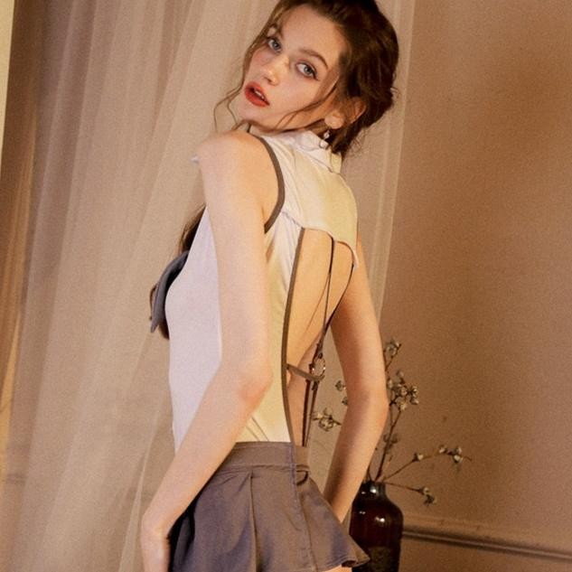 

Lingerie Cosplay Sexy Open Crotch Jumpsuit Jk Set Cosplay Seragam A185 Original