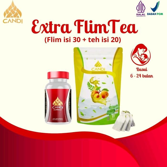 

terbaru !!! paket teh candi rasa buah persik dan flimbost isi 30 ready