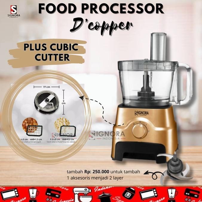 

SIAP KIRIM FOOD PROCESSOR DCOPPER SIGNORA PLUS CUBIC CUTTER