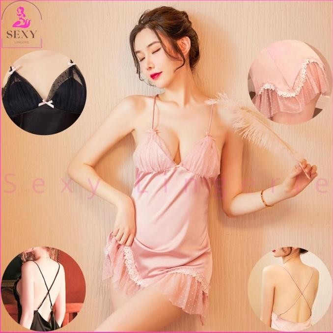 

Sexy Lingerie Seksi Wanita Bahan Satin Premium Halus Lace Sl-83 Original