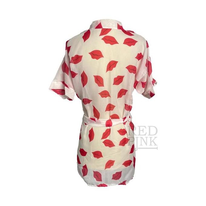 

[ Redpink ] Kimono Only Lingerie Piyama Nightwear Motif Cetak Printing Kekinian Beatiful Elegan Women Sexy Hot Menggoda Style Transparan Sleeve Short Include Belt G-String Top Seller Sifon Premium Import Quality Kflow Original
