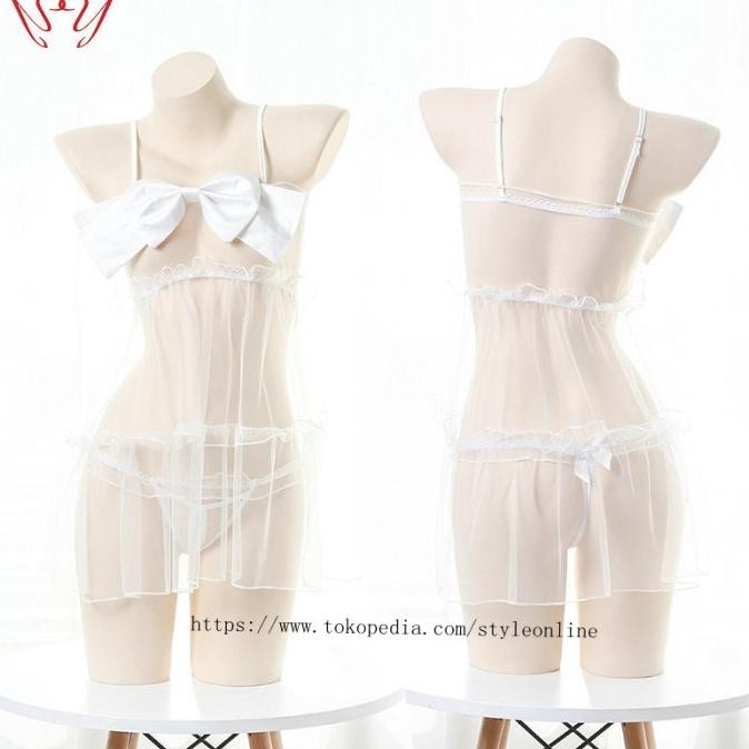

Lingerie Wanita Sexy Thong Transparan Babydoll Baju Tidur Set A502- Original