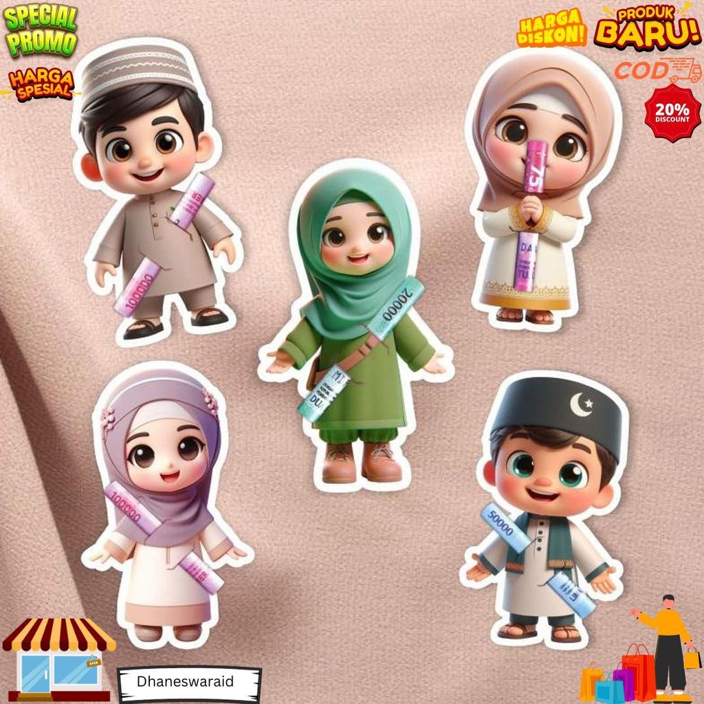

(20Pcs) Amplop Lebaran Gemoy Karakter 3D Unik Kartun Lucu Idul Fitri 2025 Angpao Peluk Uang Thr Selip D Termurah