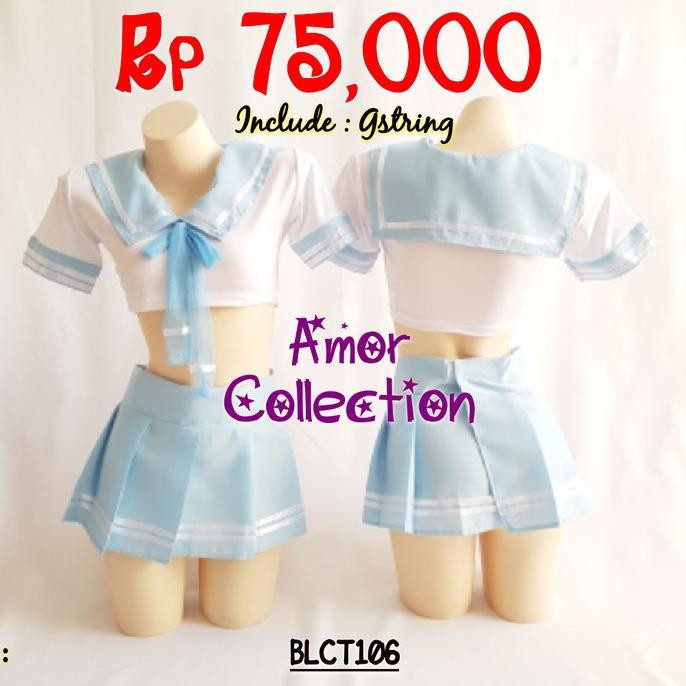 

Lingerie Seksi Kostum Pelajar Biru Muda (Blct106) By Amor Collection Original