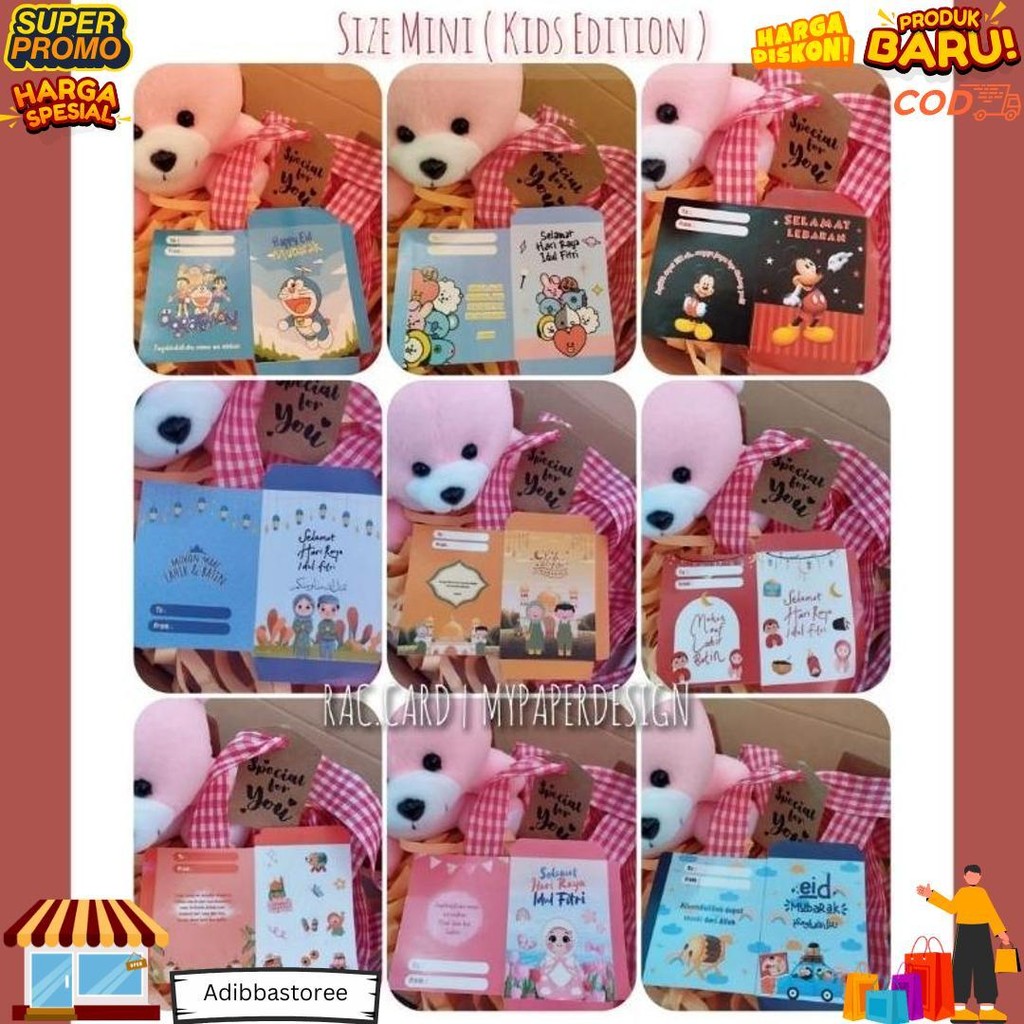 

(Isi 1000 Lembar) Amplop Lebaran Lucu Mini Karakter Kartun Muslim Aesthethic Free Plastik D Gratis Ongkir