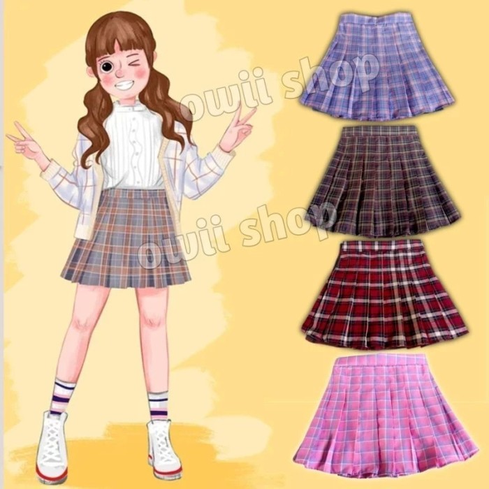 Rok Mini Anak Perempuan Lipit Terbaru Kekinian /Rok Kotak Korea Style Anak Perempuan/Rok Mini