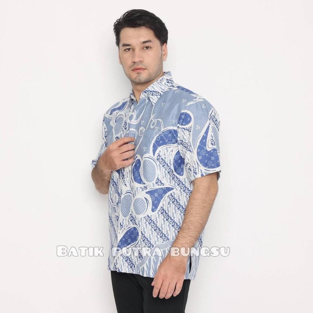 CR - [FULL FURING] ANTASENA BIRU KEMEJA BATIK PRIA LENGAN PENDEK PREMIUM BATIK PRIA ANAK MUDA KATUN 