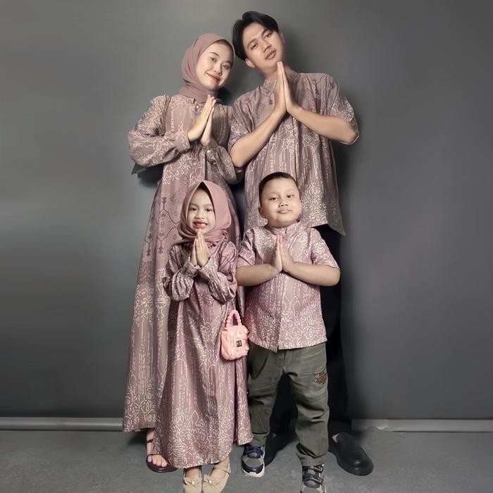 Qhadijah Sarimbit Keluarga Dress Lebaran 2025 Gamis Simpel Elegan Maxmara Luxury