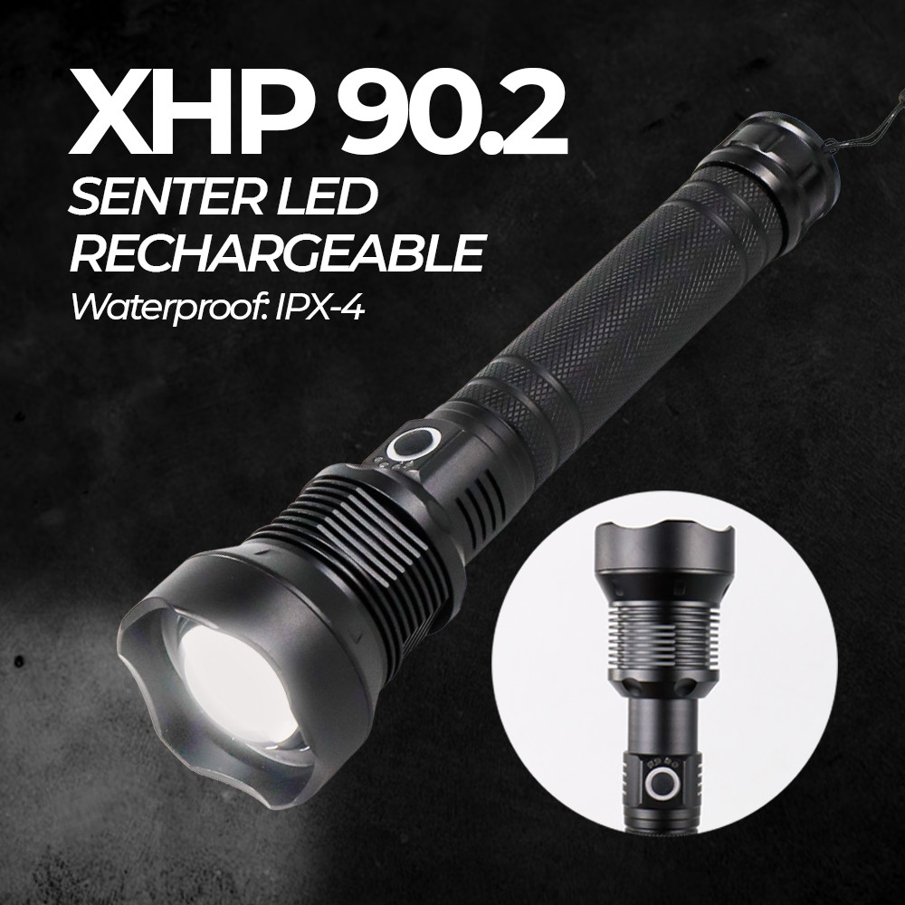 Senter LED Flashlight USB Rechargeable XHP90.2 Waterproof