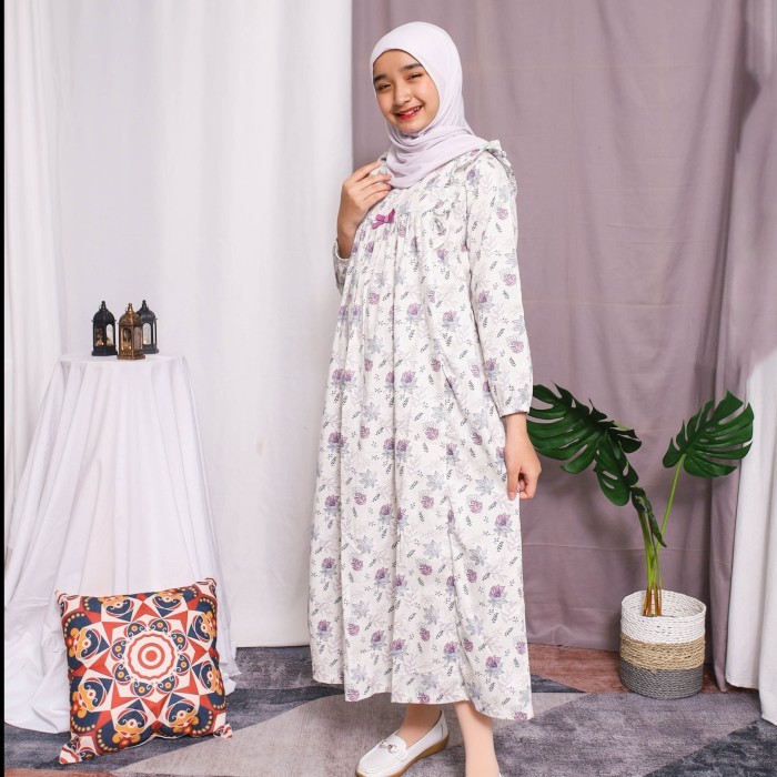 Maxi poplin dress/ Ghamis Anak Putih/ Rodeo Junior Girl Sweet Season