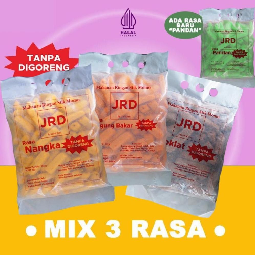

BISA COD [JRD] MAKANAN RINGAN SNACK MOMO 1KG MIX 3 RASA SNACK TANPA GORENG ga-121