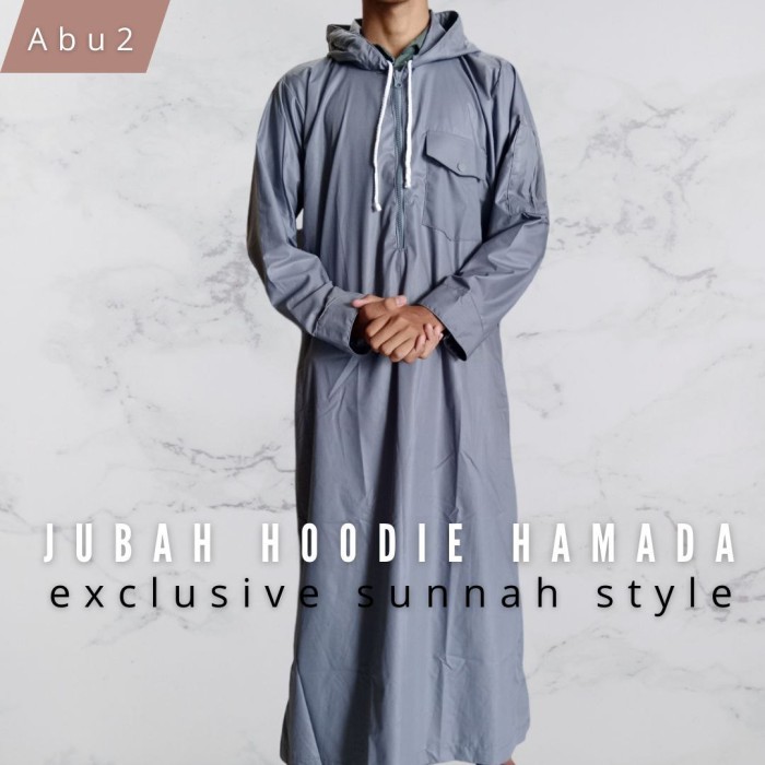Terbaru Baju Jubah Gamis Hoodie Tudung Pria Dewasa Hamada Matt Katun Minyak Terlaris