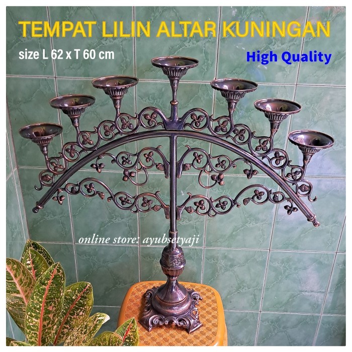 My Tempat Lilin Cabang 7 Kuningan Solid Tinggi 60Cm Kaki Dian Besar Candle Holder Kipas Parabola