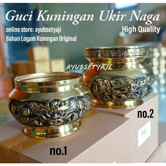 My Guci Naga Ukir Kuningan Bejana Perlengkapan Keagamaan Dekorasi Cawan