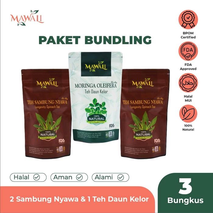 

terbaru !!! paket mawali 2 sambung nyawa + 1 daun kelor organik halal garansi manufaktur lokal ready