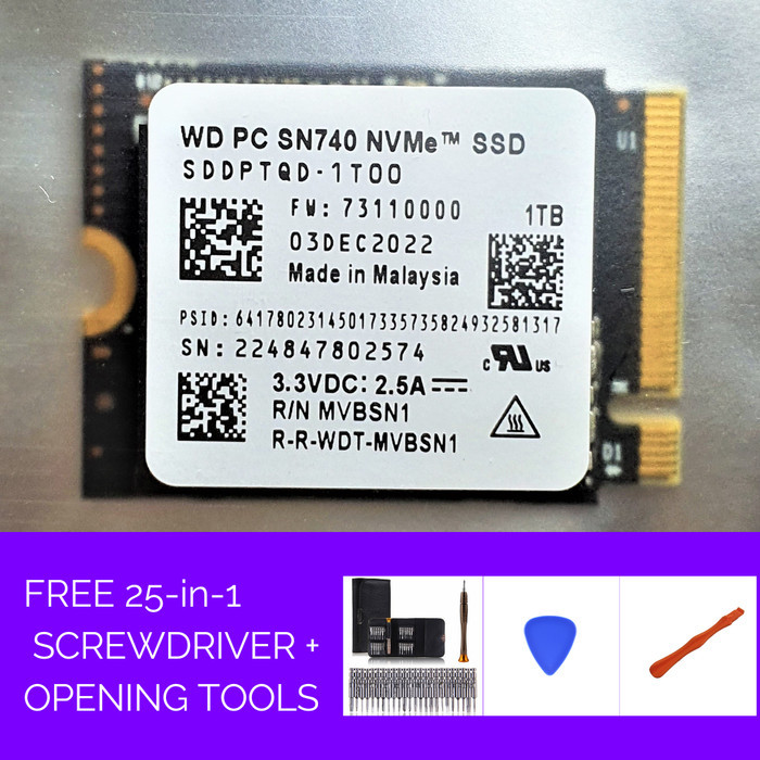 NEW WD SN740 NVME SSD M.2 2230 PCIE Gen 4 for Steam Deck / ROG Ally / MS Surface