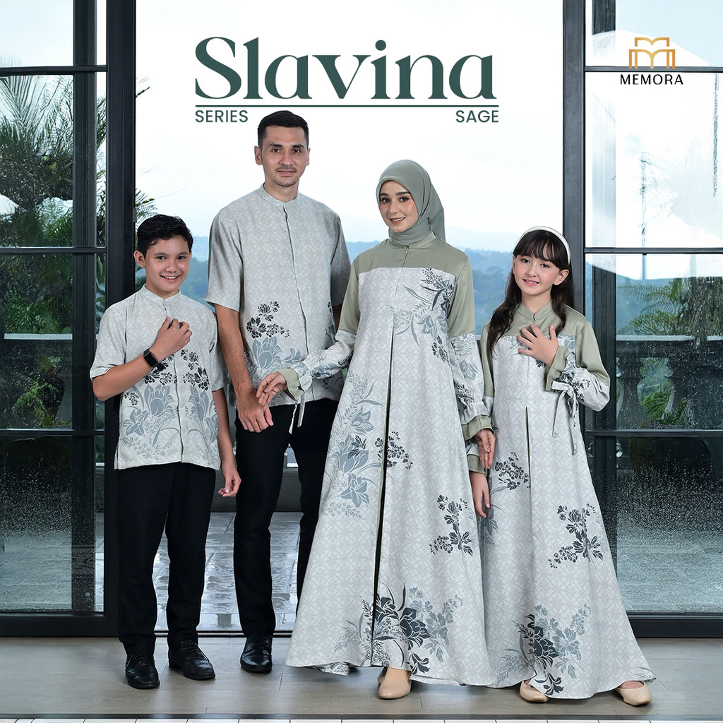 Baju Couple Keluarga Lebaran 2025 Series SLAVINA SAGE By Memora - Baju Couple Pasangan Lebaran 2025 