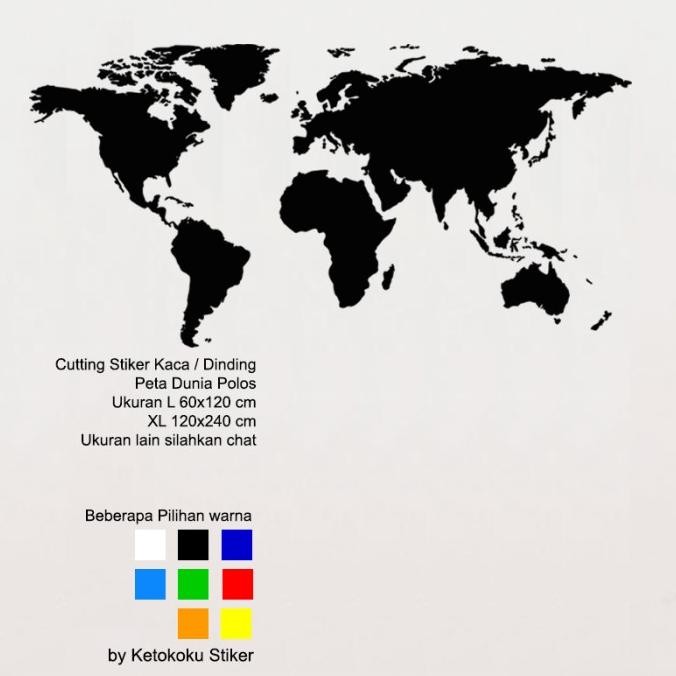 

WALL STICKER DINDING KACA PETA DUNIA WORLD MAP KANTOR POLOS STOK TERBATAS