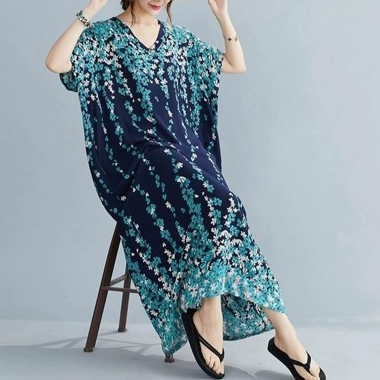 baru maxi long dress flowy kaftan comfy wear daster navy breezy fall cvf