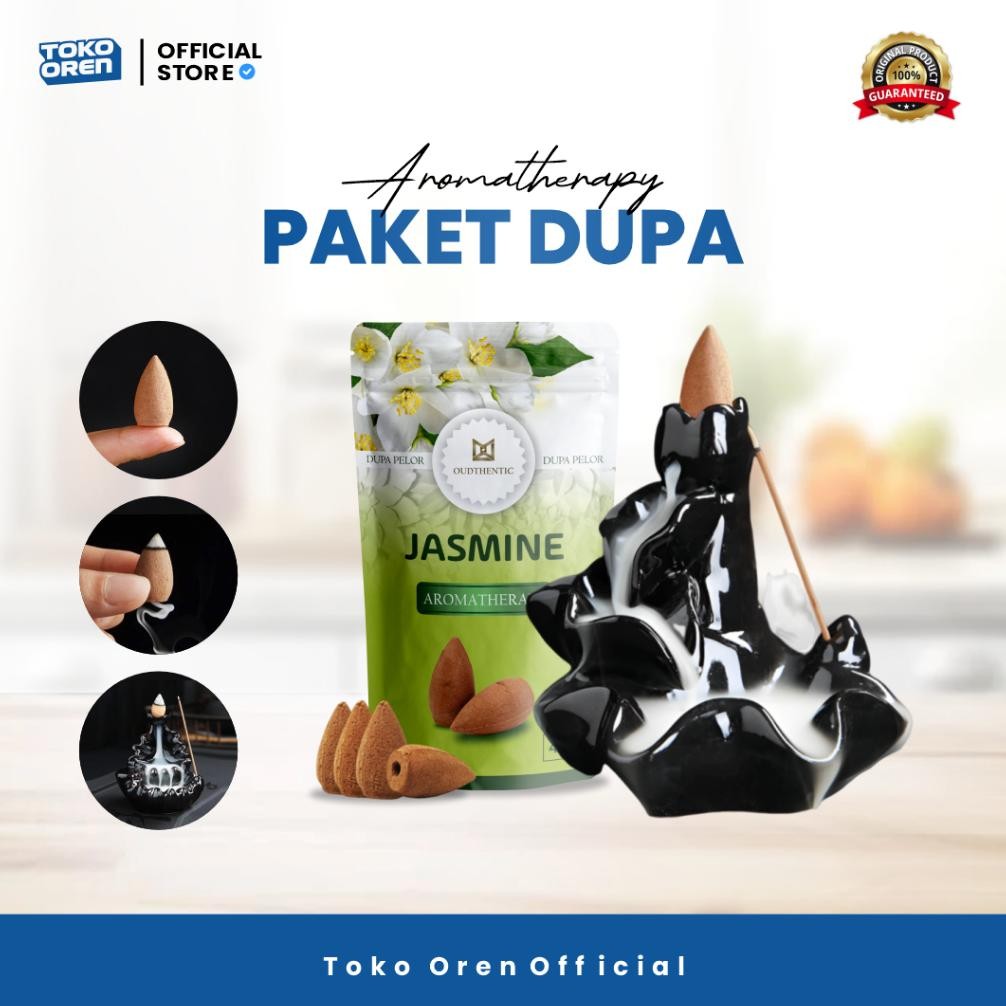 SALE Paket Dupa Aromaterapi + Tempat dupa air terjun / Dupa pelor asap bawah pengharum ruangan / buk