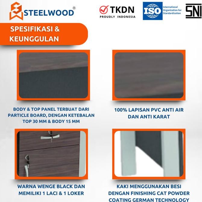 Steelwood || Meja Kantor 1/2 Biro 1 Laci & 1 Locker - Best Quality