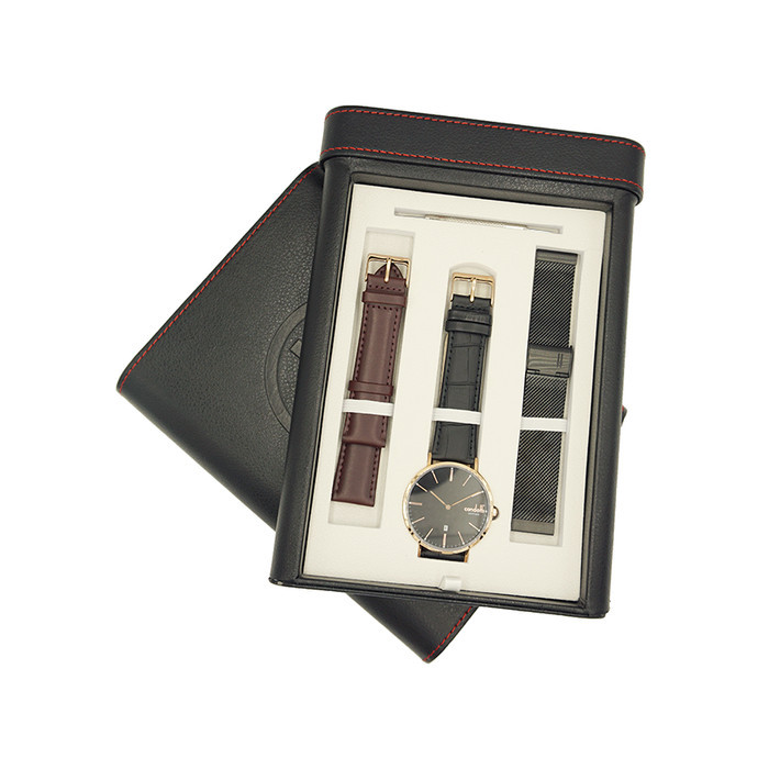 CUCI GUDANG Jam Tangan Pria Condotti Alcantara CN6136-RG03 Box Set