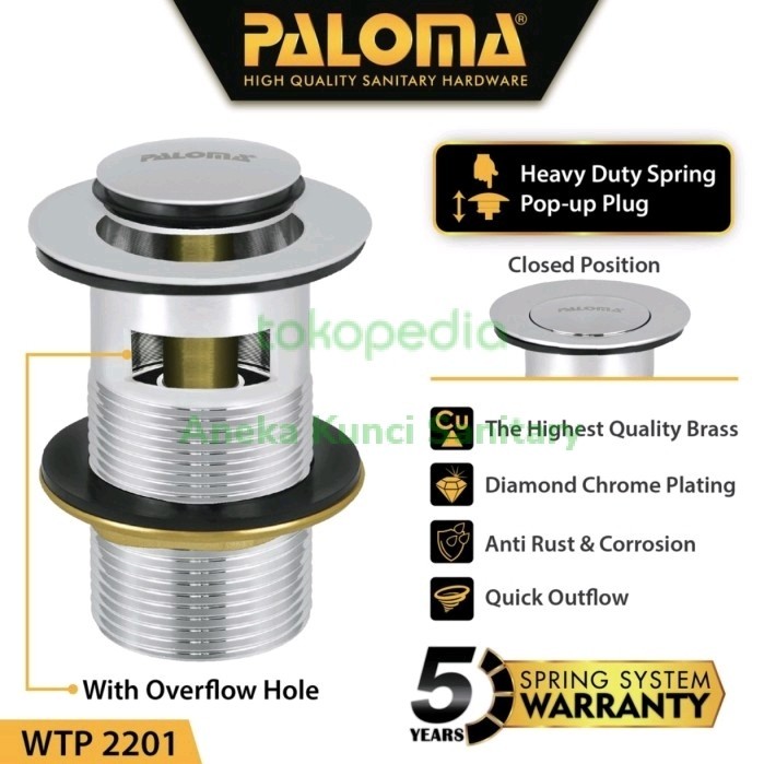 PALOMA WTP 2201 AFUR WASTAFEL KEPALA SIFON POP UP WASTE AFUR WASTAFEL
