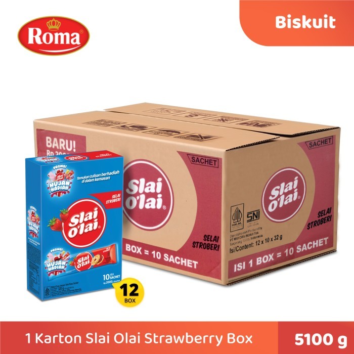 

1 Karton Biskuit Roma Slai Olai Strawberry Box