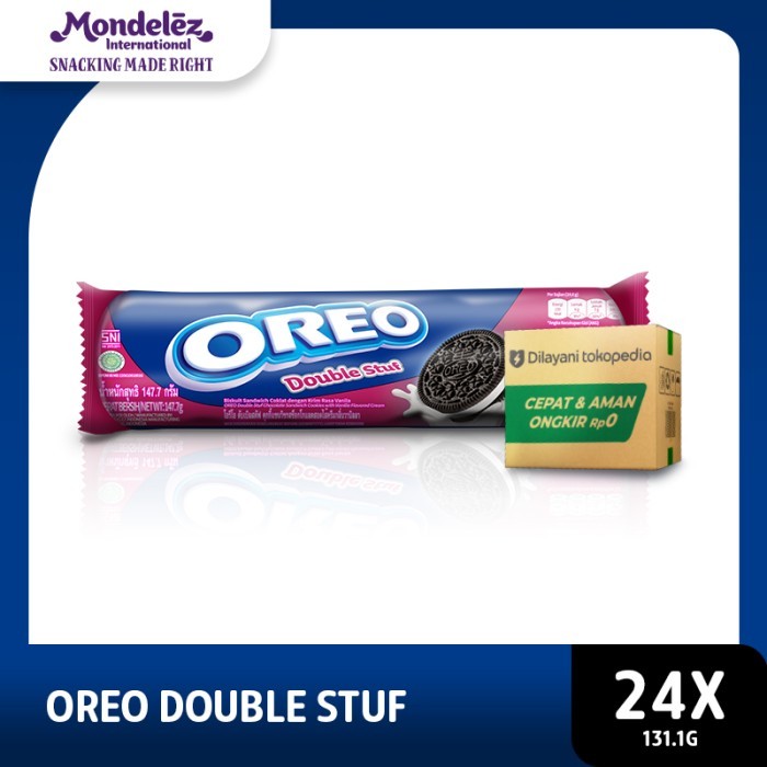 

[1 Karton Isi 24 pcs] Oreo Biskuit Double Stuf 131.1 gr