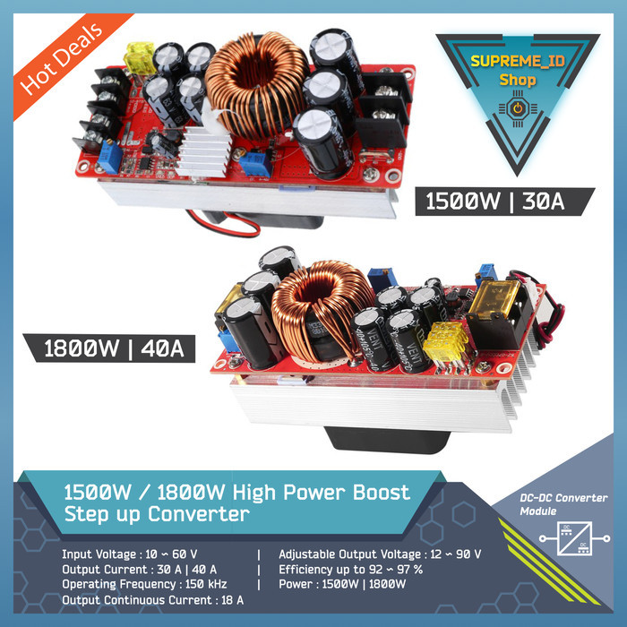 High Power DC-DC Step Up Boost Converter 1800W 40A 1500W 30A 1200W 20A