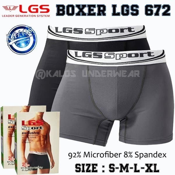 PROMO Celana Dalam Boxer Pria LGS Sport LGS 672 Microfiber Isi 2