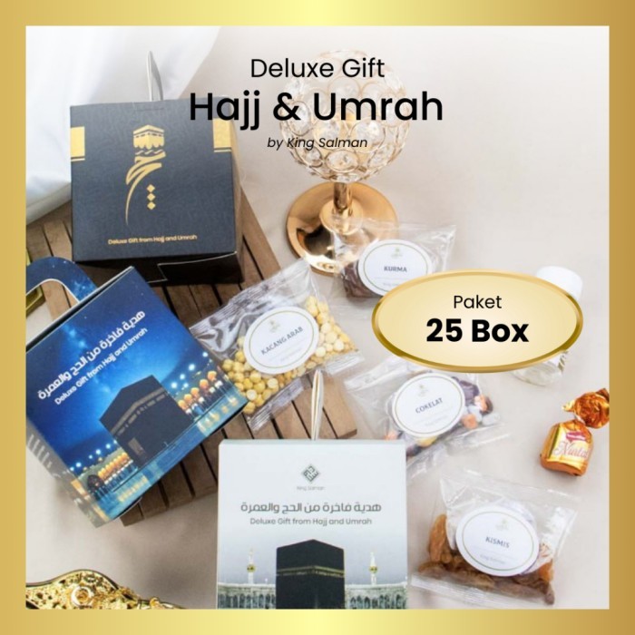 

PAKET SHAFA 25 PCS OLEH-OLEH UMROH & HAJI PREMIUM Kemasan Gable Box King Salman Deluxe Gift